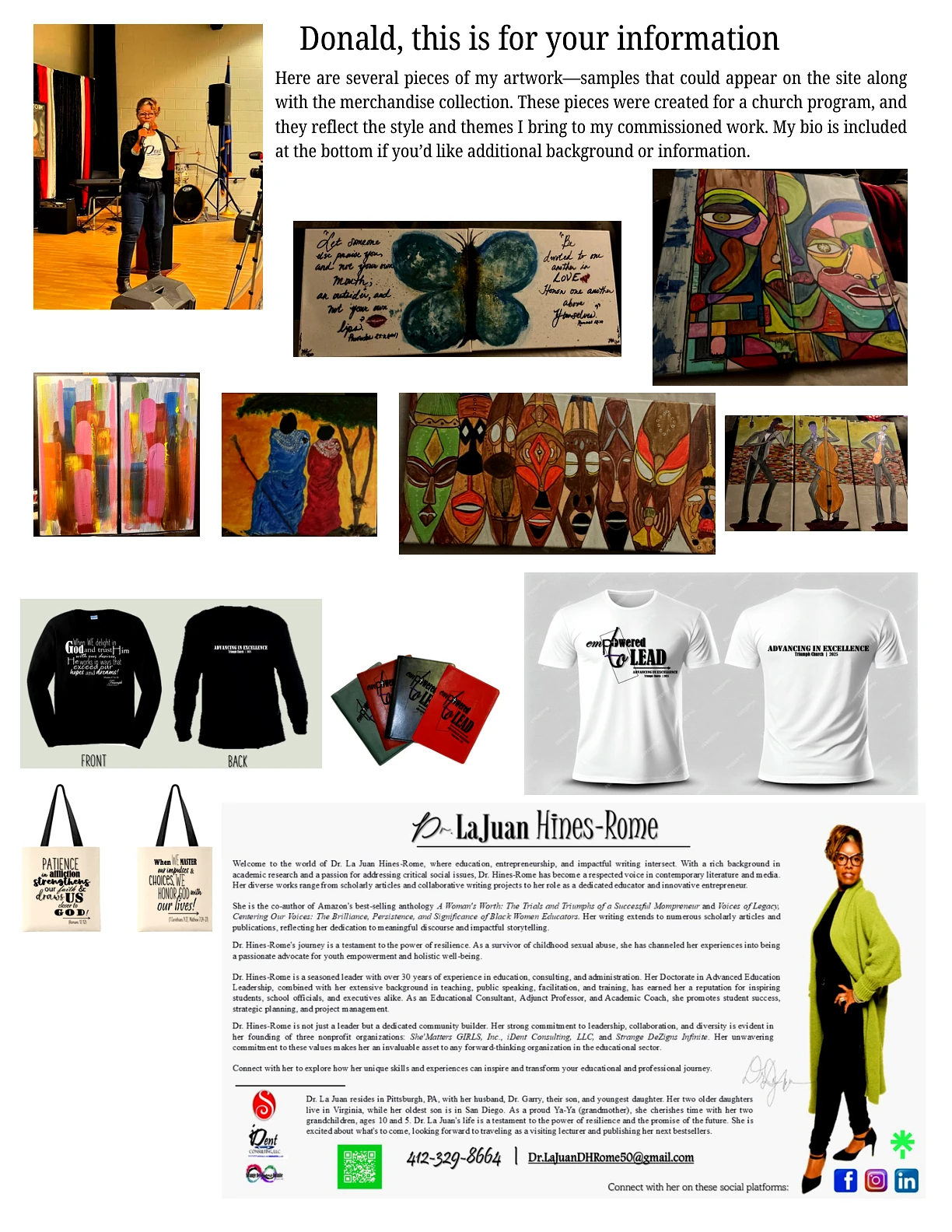 Artwork and merch samples